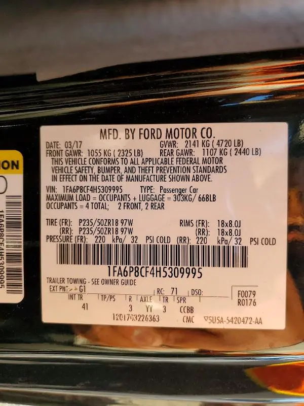 2017 FORD MUSTANG GT  