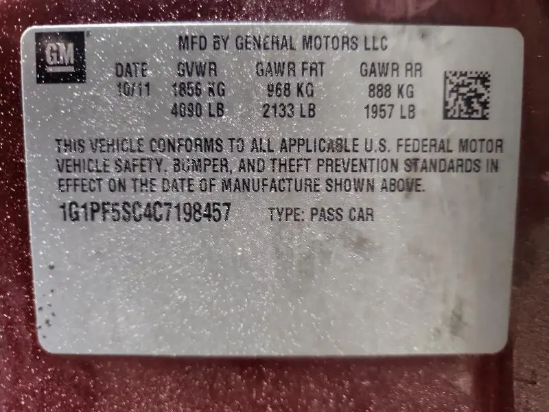 2012 CHEVROLET CRUZE LT  