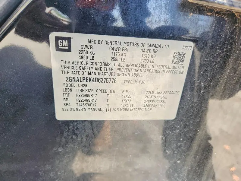 2013 CHEVROLET EQUINOX LT  
