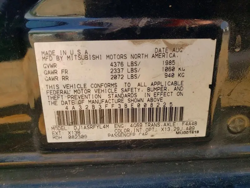 2011 MITSUBISHI GALANT ES  