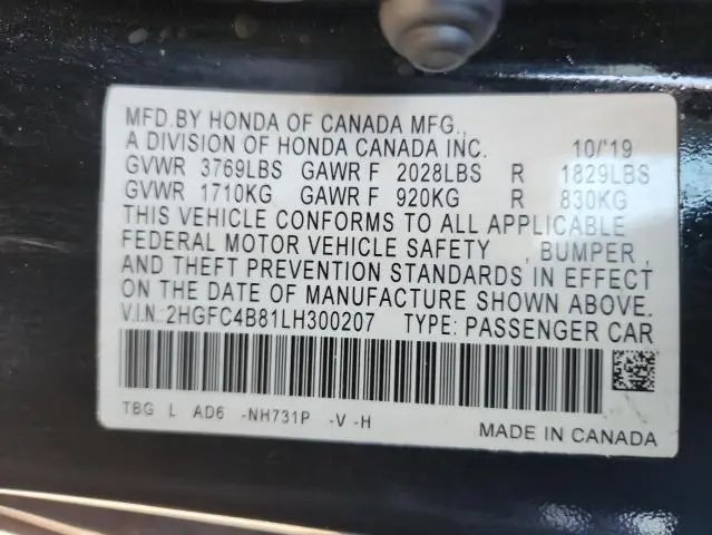 2020 HONDA CIVIC SPORT  