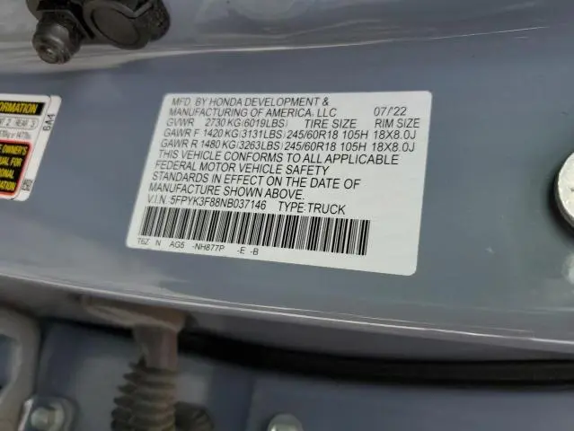 2022 HONDA RIDGELINE BLACK EDITION  