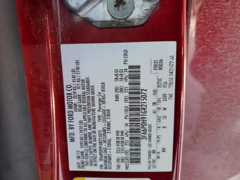 2016 FORD FUSION SE  