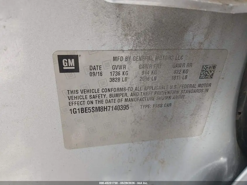 2017 CHEVROLET CRUZE LT AUTO