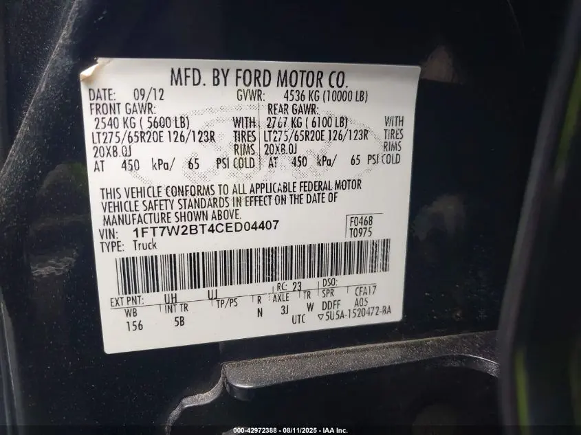 2012 FORD F-250 LARIAT