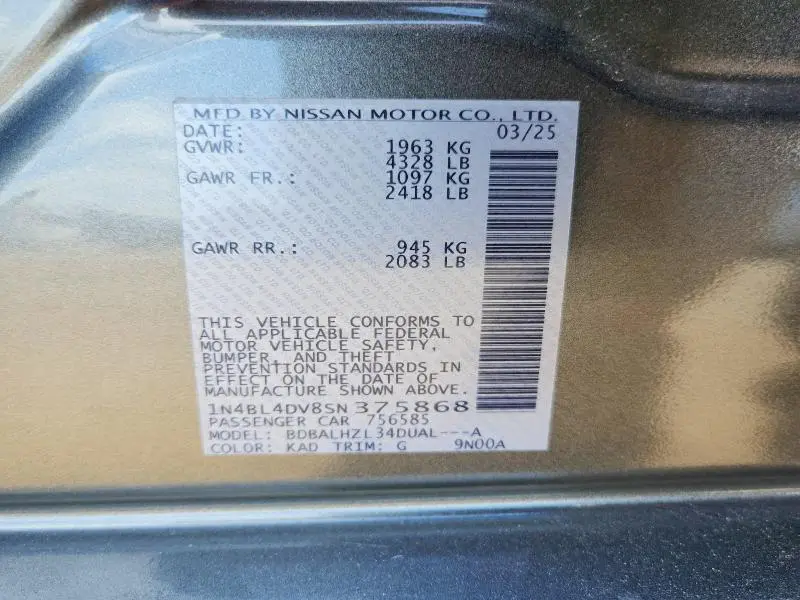 2025 NISSAN ALTIMA 2.5 SV  