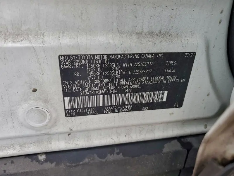 2021 TOYOTA RAV4 XLE  