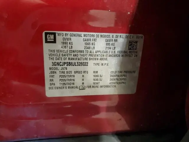 2018 CHEVROLET TRAX 1LT  