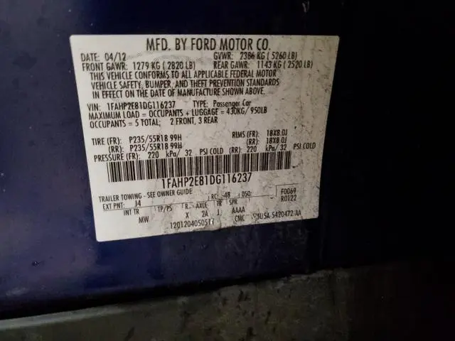 2013 FORD TAURUS SEL  