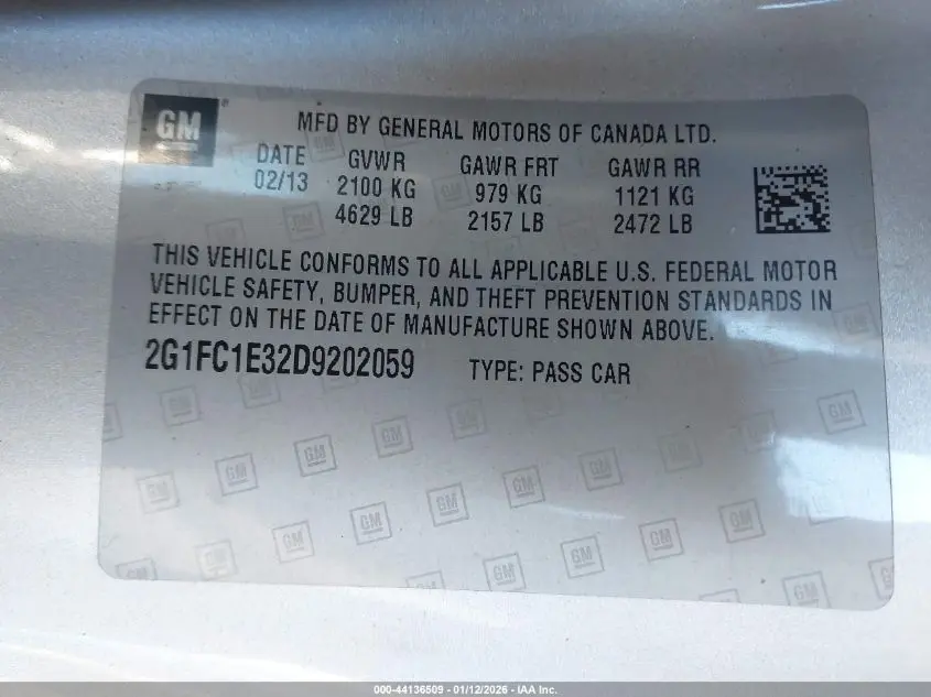 2013 CHEVROLET CAMARO 2LT