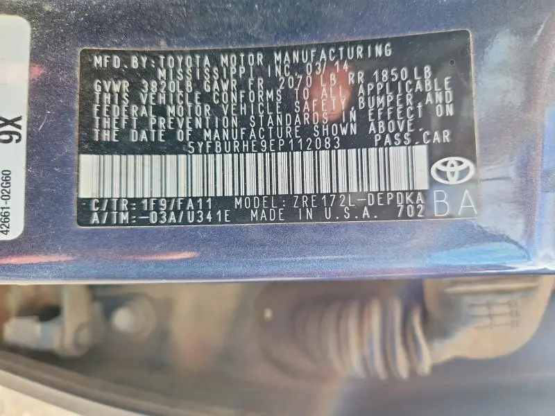 2014 TOYOTA COROLLA L  