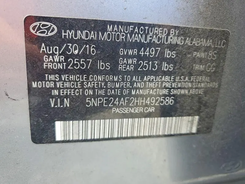 2017 HYUNDAI SONATA SE  