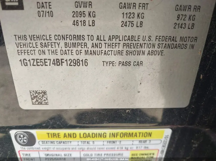 2011 CHEVROLET MALIBU LTZ