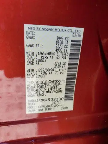 2016 NISSAN TITAN XD SL  