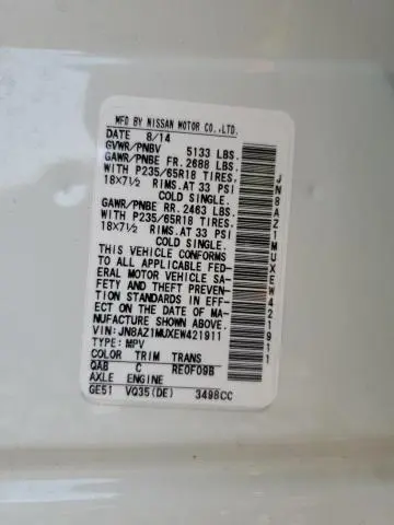 2014 NISSAN MURANO S  