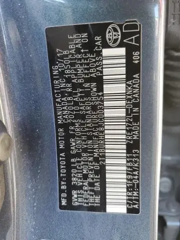 2018 TOYOTA COROLLA L  