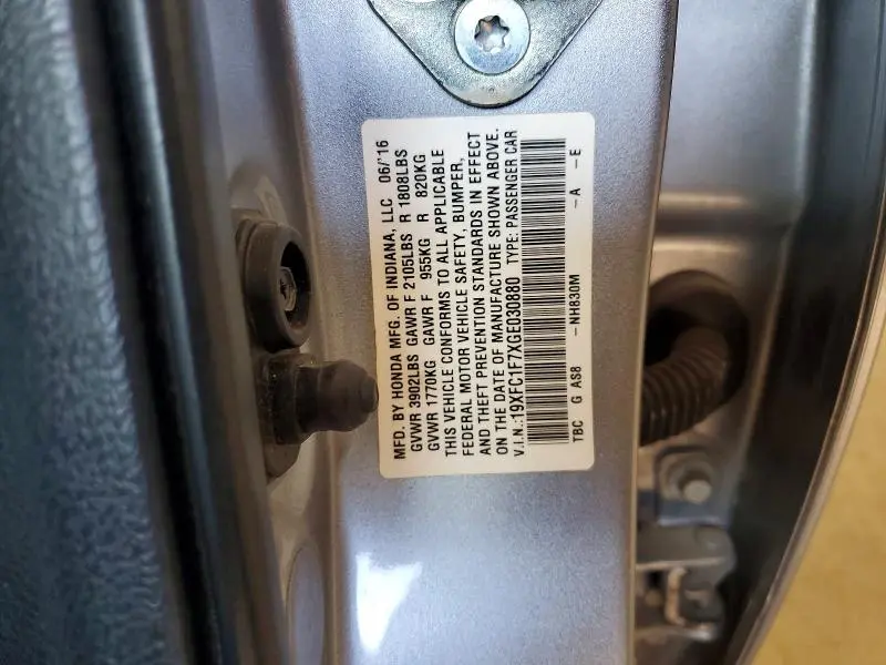 2016 HONDA CIVIC EXL  