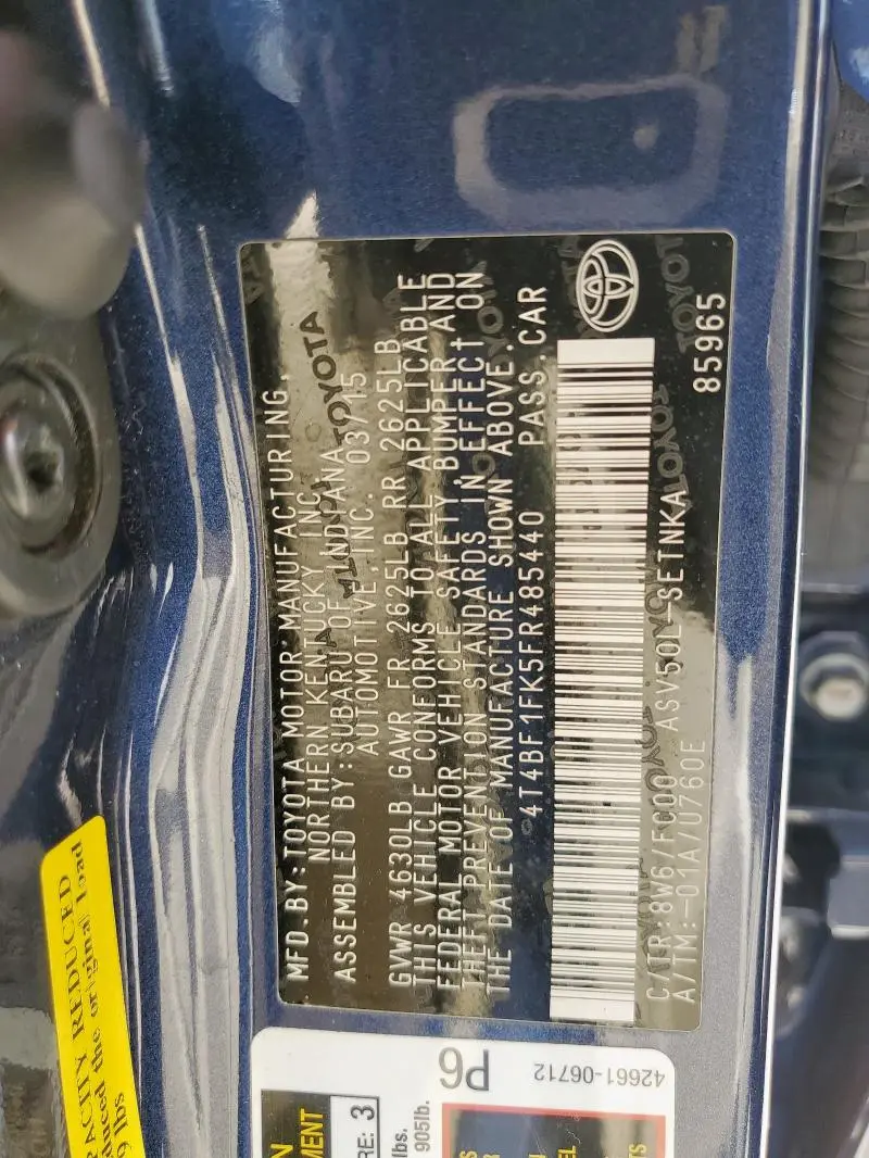 2015 TOYOTA CAMRY LE  