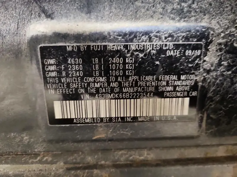 2011 SUBARU LEGACY 3.6R LIMITED  