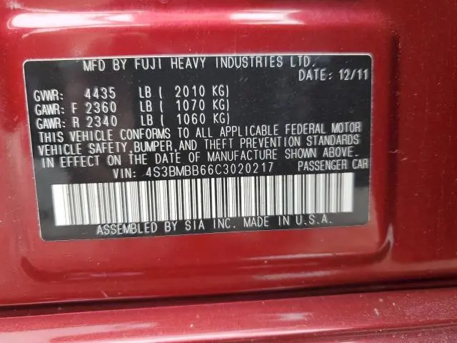 2012 SUBARU LEGACY 2.5I PREMIUM  