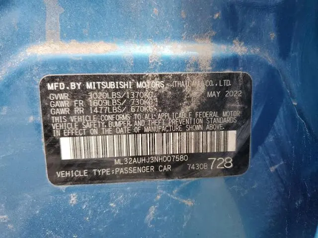 2022 MITSUBISHI MIRAGE ES  