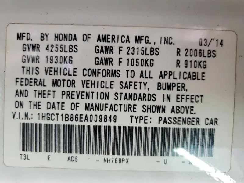 2014 HONDA ACCORD EXL  