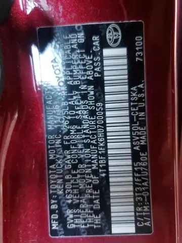 2017 TOYOTA CAMRY LE  