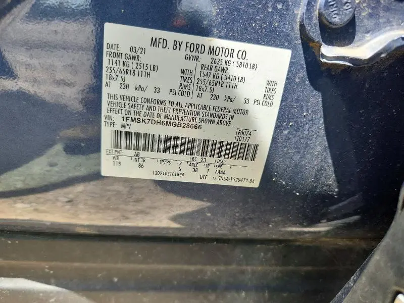 2021 FORD EXPLORER XLT  