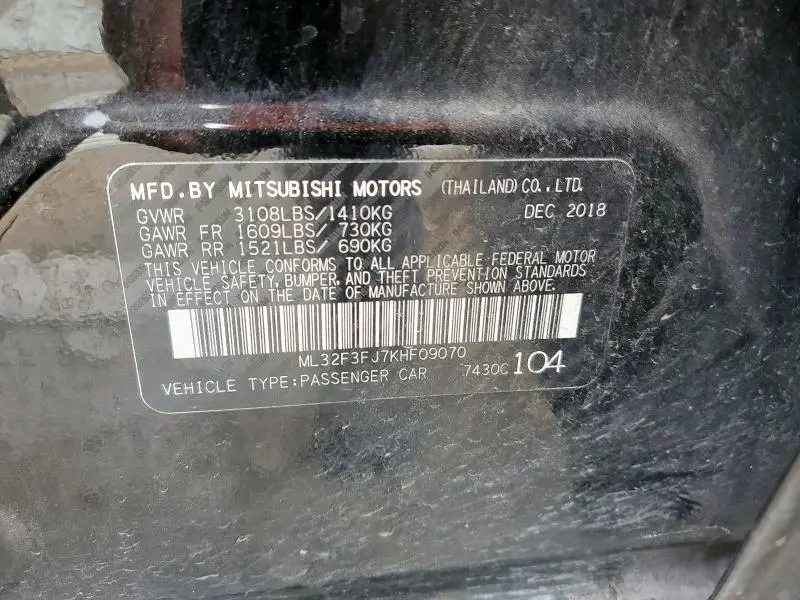 2019 MITSUBISHI MIRAGE G4 ES  