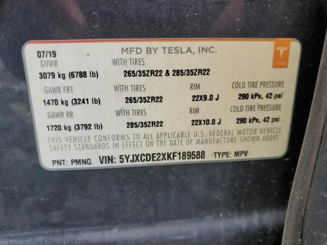 2019 TESLA MODEL X   
