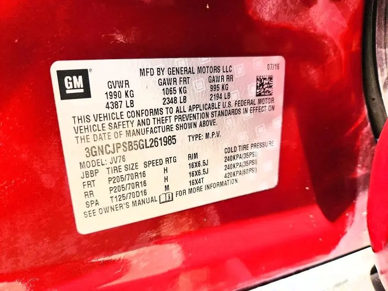 2016 CHEVROLET TRAX 1LT  