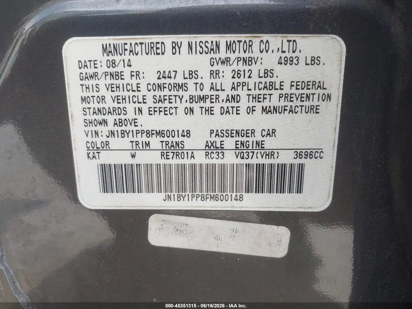 2015 INFINITI Q70L 3.7