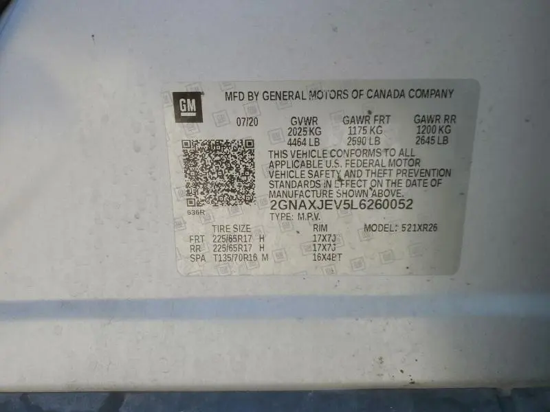 2020 CHEVROLET EQUINOX LT  