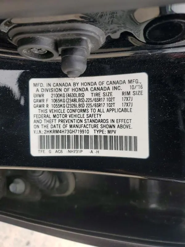 2016 HONDA CR-V EXL  