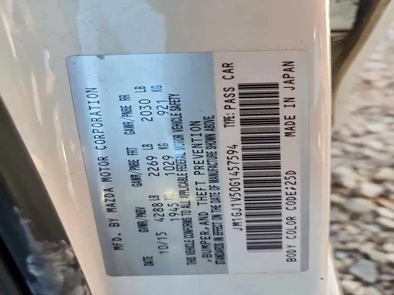 2016 MAZDA 6 TOURING  