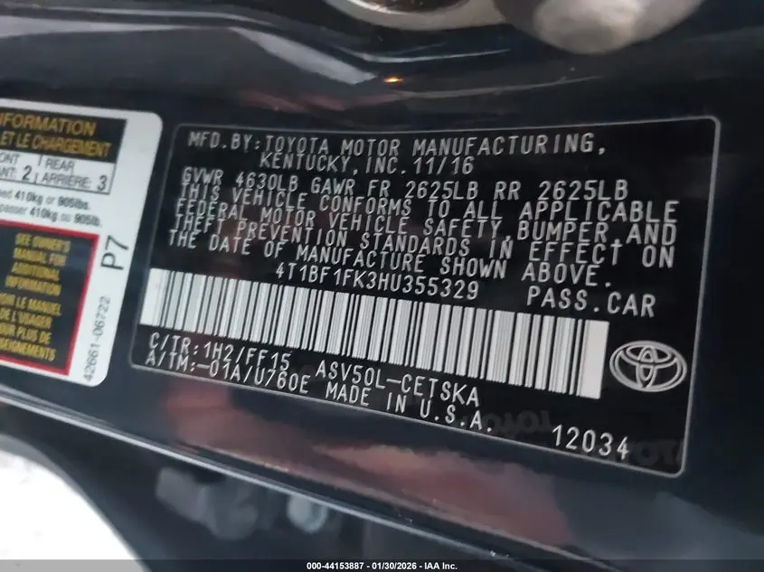 2017 TOYOTA CAMRY SE