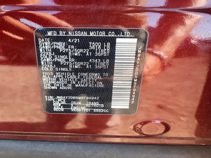 2021 NISSAN ARMADA PLATINUM  