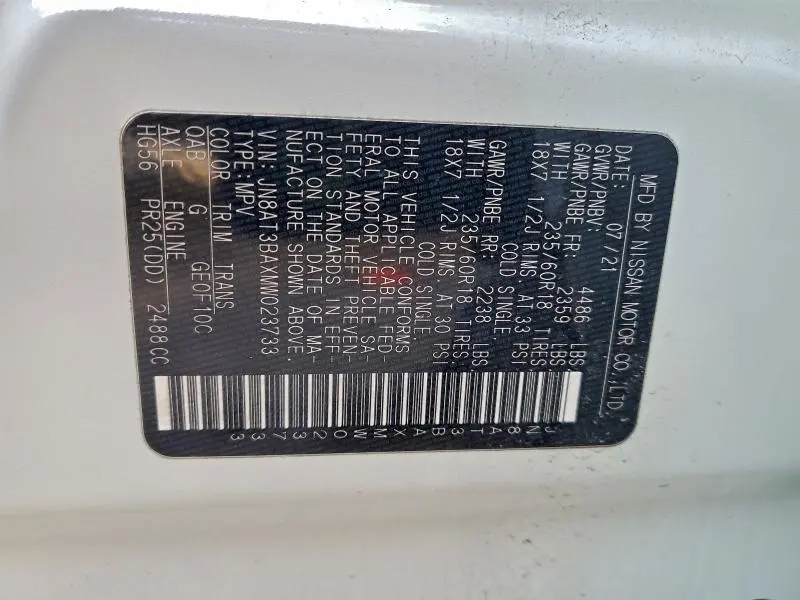 2021 NISSAN ROGUE SV  