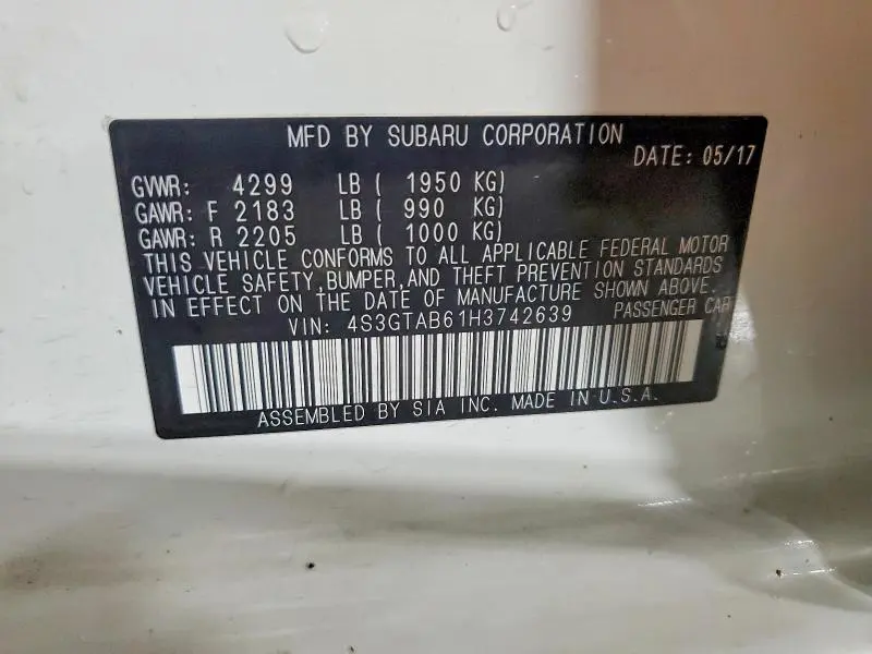 2017 SUBARU IMPREZA PREMIUM  