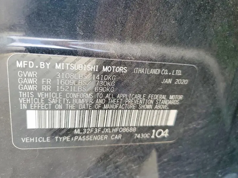2020 MITSUBISHI MIRAGE G4 ES  