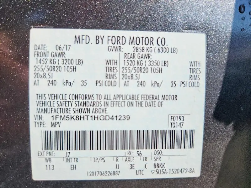 2017 FORD EXPLORER PLATINUM  