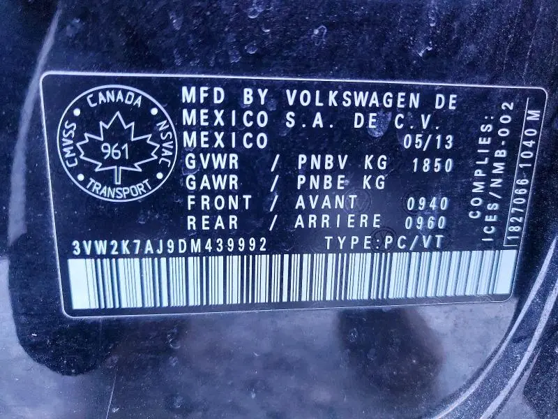 2013 VOLKSWAGEN JETTA BASE  