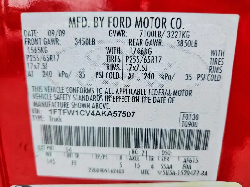 2010 FORD F150 SUPERCREW  