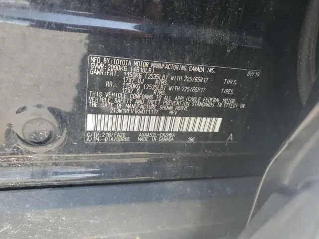 2019 TOYOTA RAV4 XLE  