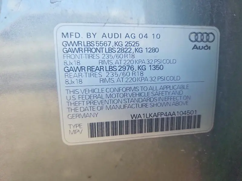 2010 AUDI Q5 PREMIUM PLUS  
