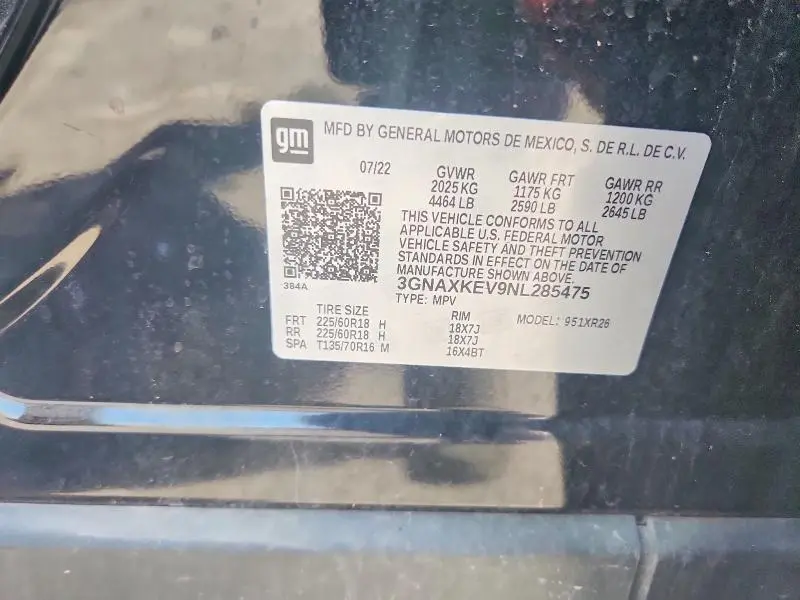 2022 CHEVROLET EQUINOX LT  