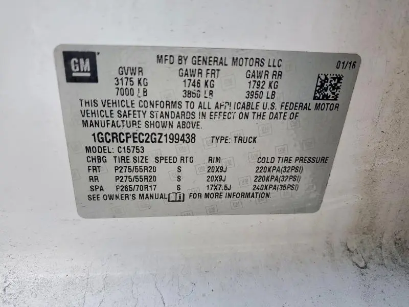 2016 CHEVROLET SILVERADO C1500 CUSTOM  