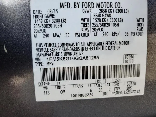 2016 FORD EXPLORER SPORT  