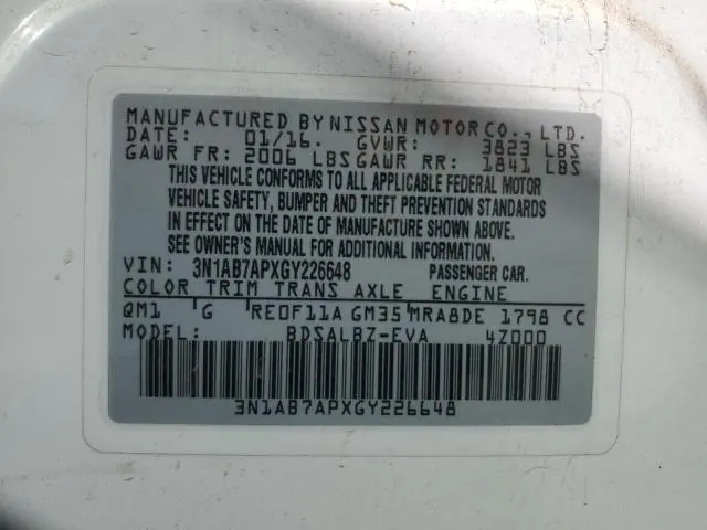 2016 NISSAN SENTRA S  