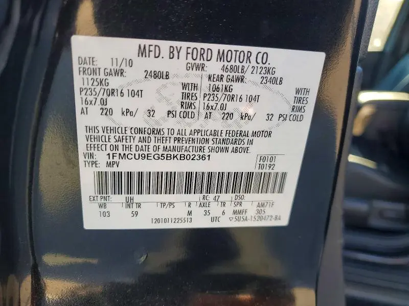 2011 FORD ESCAPE LIMITED  